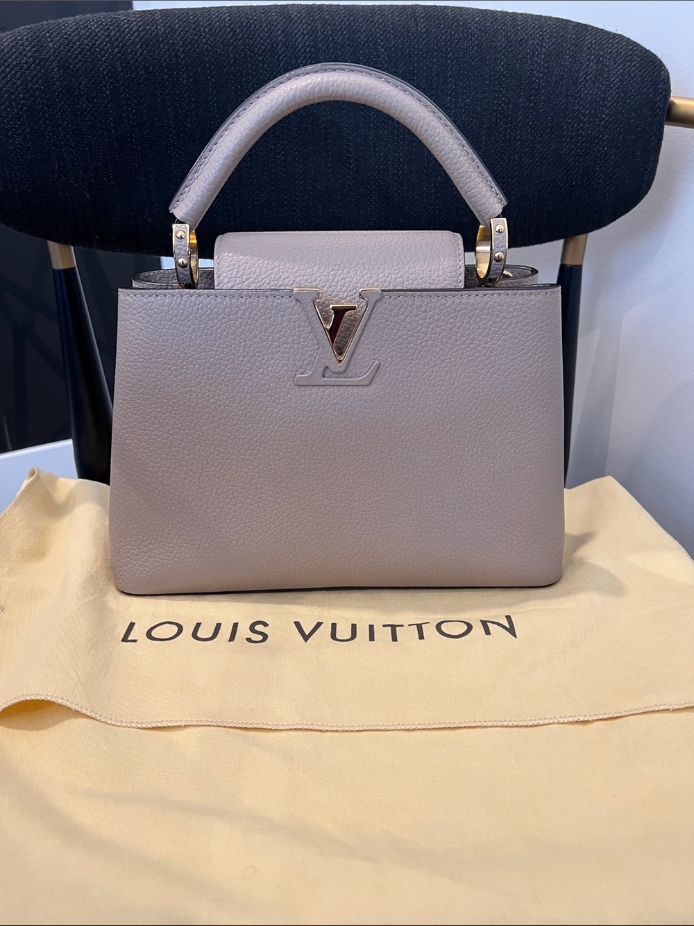 Louis Vuitton Capucines Top Handle Bag in Galet, BB size